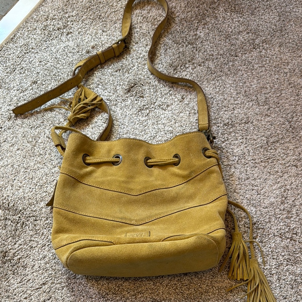 Frye suede crossbody bag. Great condition. Yellow